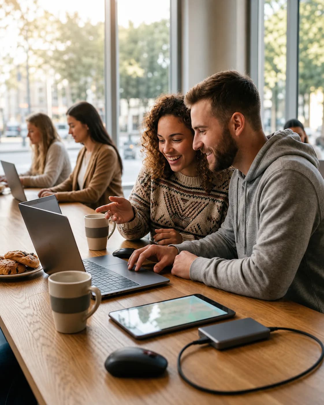Couple working together on a laptop