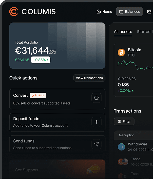 Columis business balances dashboard